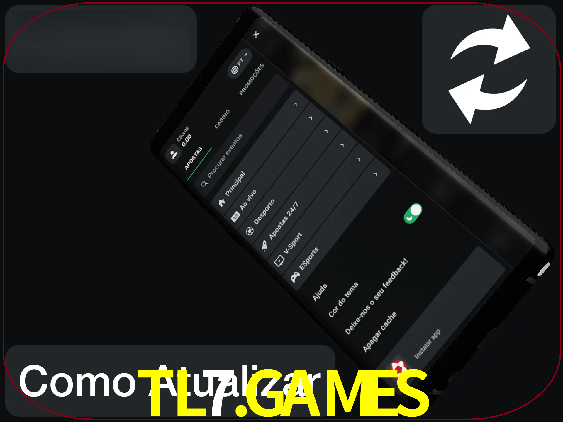 O aplicativo é atualizado automaticamente quando você faz o login.