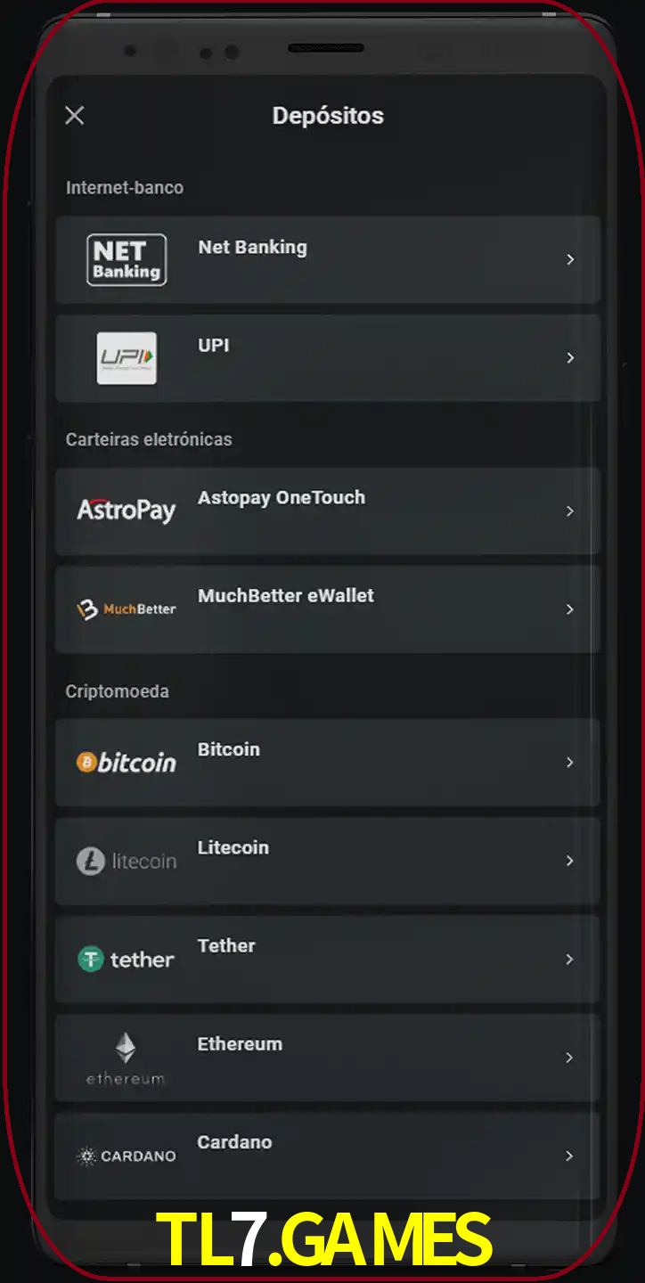 Você pode usar métodos alternativos de depósito.